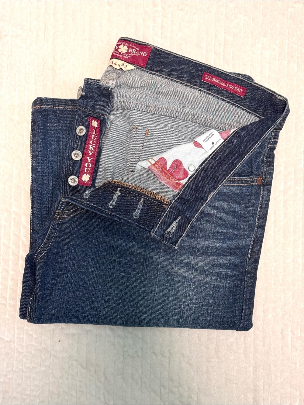 Lucky Brand Navy Blue Denim Jeans | 221 Original Straight Leg